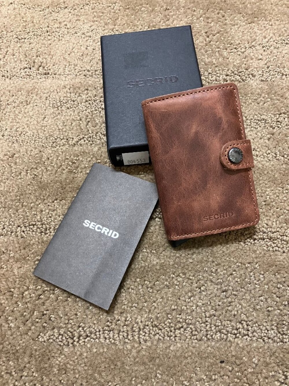 NWT Secrid Brown RFID Blocking Folding Mini Wallet for Men + Box